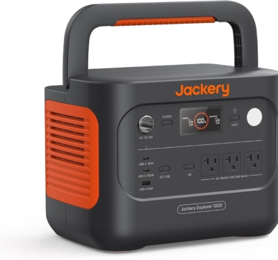 Jackery Explorer 1000 v2 Portable Power Station,1070Wh LiFePO4 Battery,1500W AC/100W USB-C Output, 1 Hr Fast Charge, Solar Generator for Camping,Emergency, RV, Off-Grid Living(Solar Panel Optional)