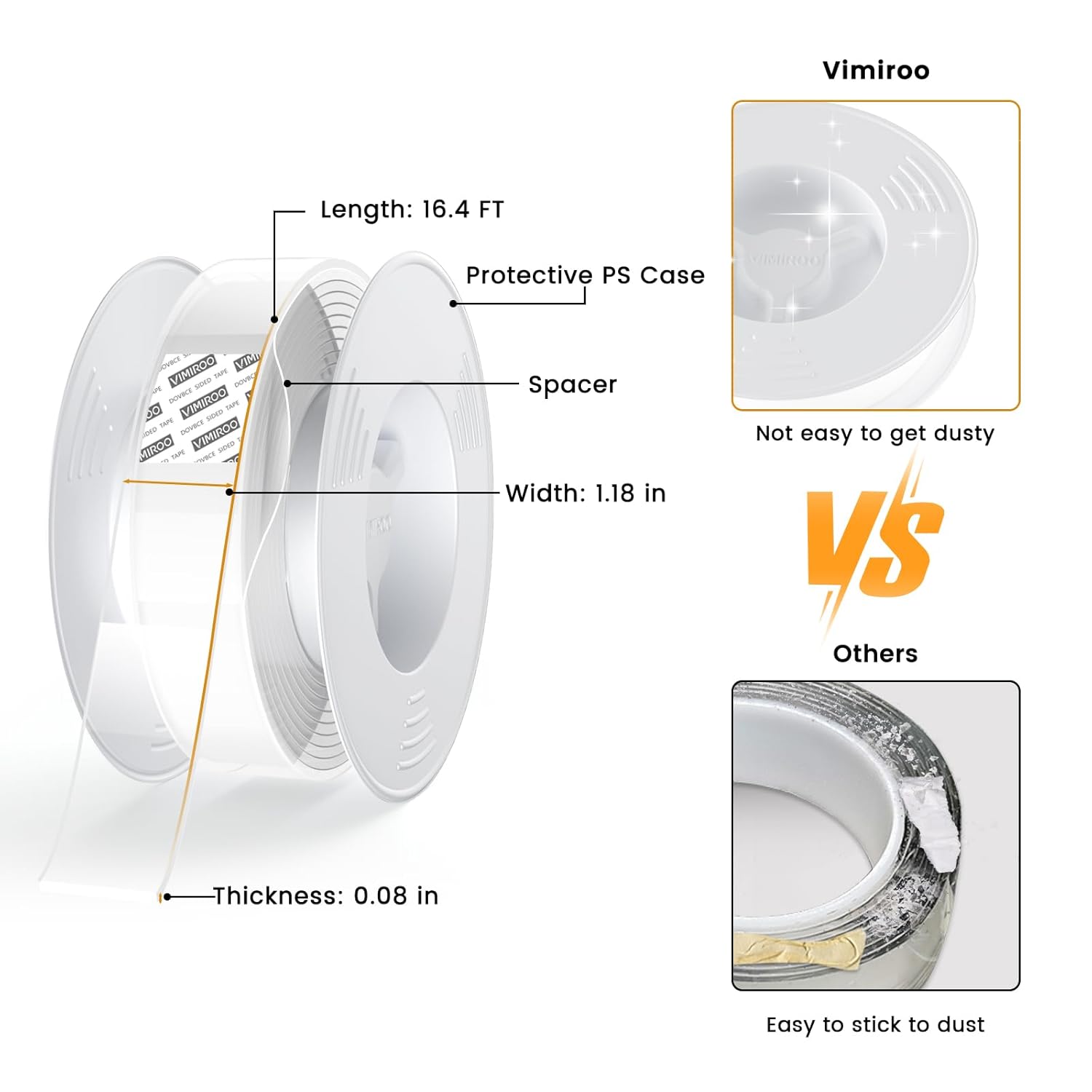 Double Sided Tape Heavy Duty, 16.4FT Nano Tape Extra Large Clear Mounting Tape, Removable Traceless Two Sided Adhesive Tape, Strong Grip Picture Hanging Strips Adhesive Poster Carpet Tape - Image 3