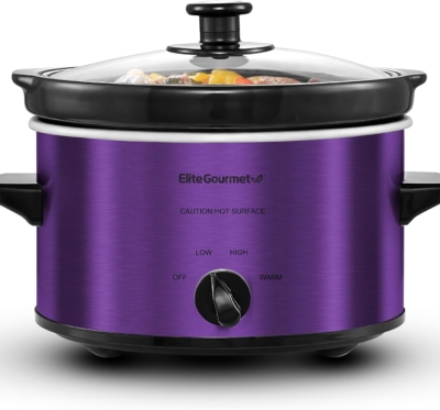 Elite Gourmet MST-275XP Electric Oval Slow Cooker, 2Qt Capacity, Purple