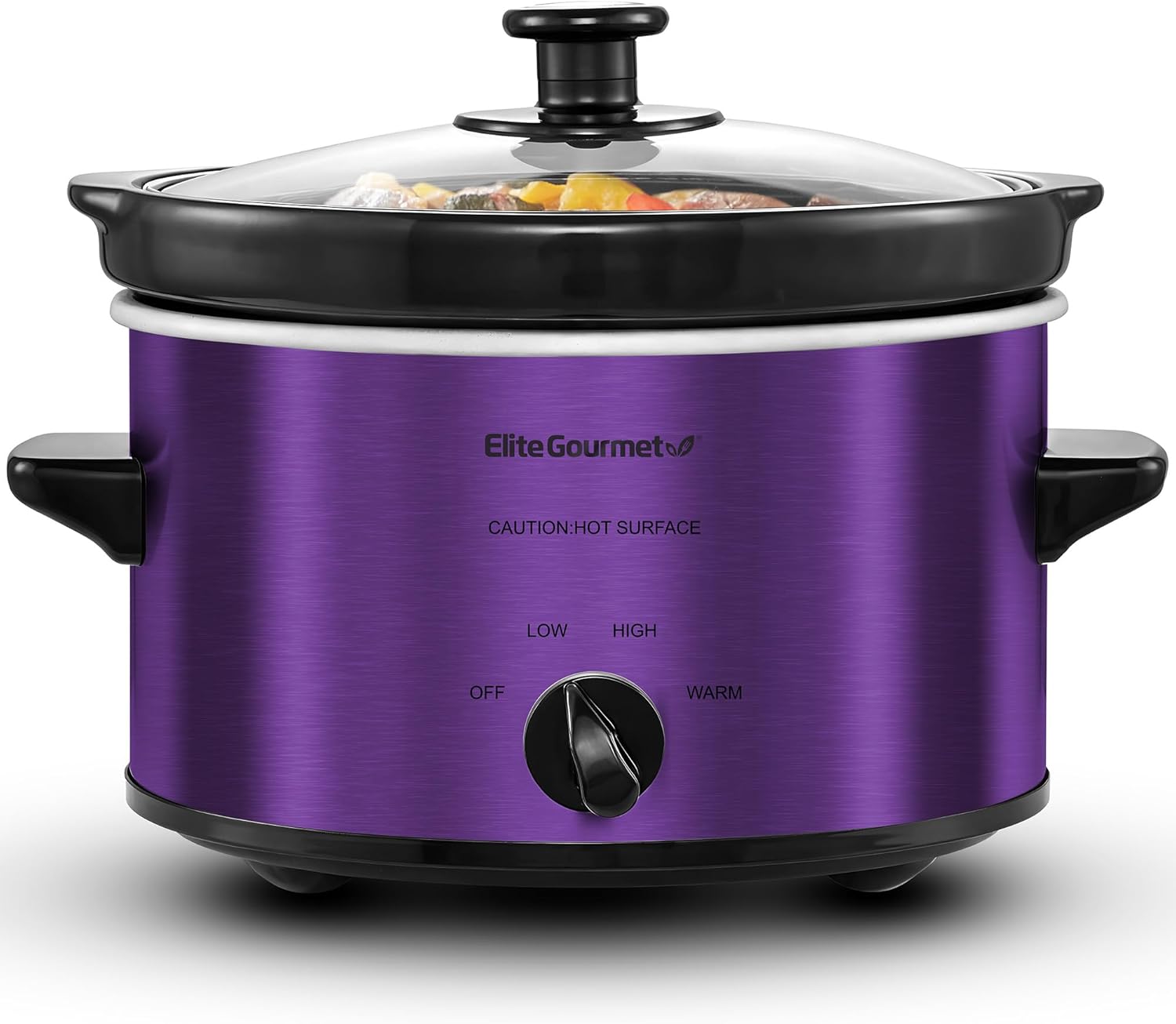 Elite Gourmet MST-275XP Electric Oval Slow Cooker, 2Qt Capacity, Purple