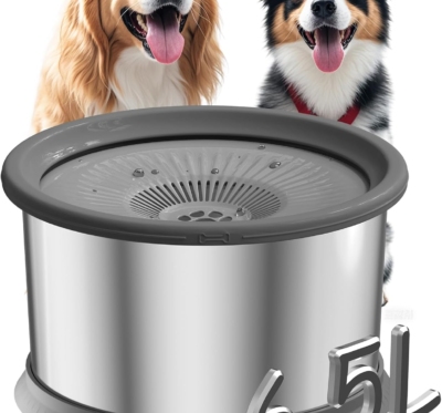 6.5L Dog Water Bowl No Spill 1.6 Gallon Stainless Steel Water Bowl for Dogs 220oz Large Capacity No Splash Slow Drinking Feeder with Anti-Slip Mat for Messy Drinkers