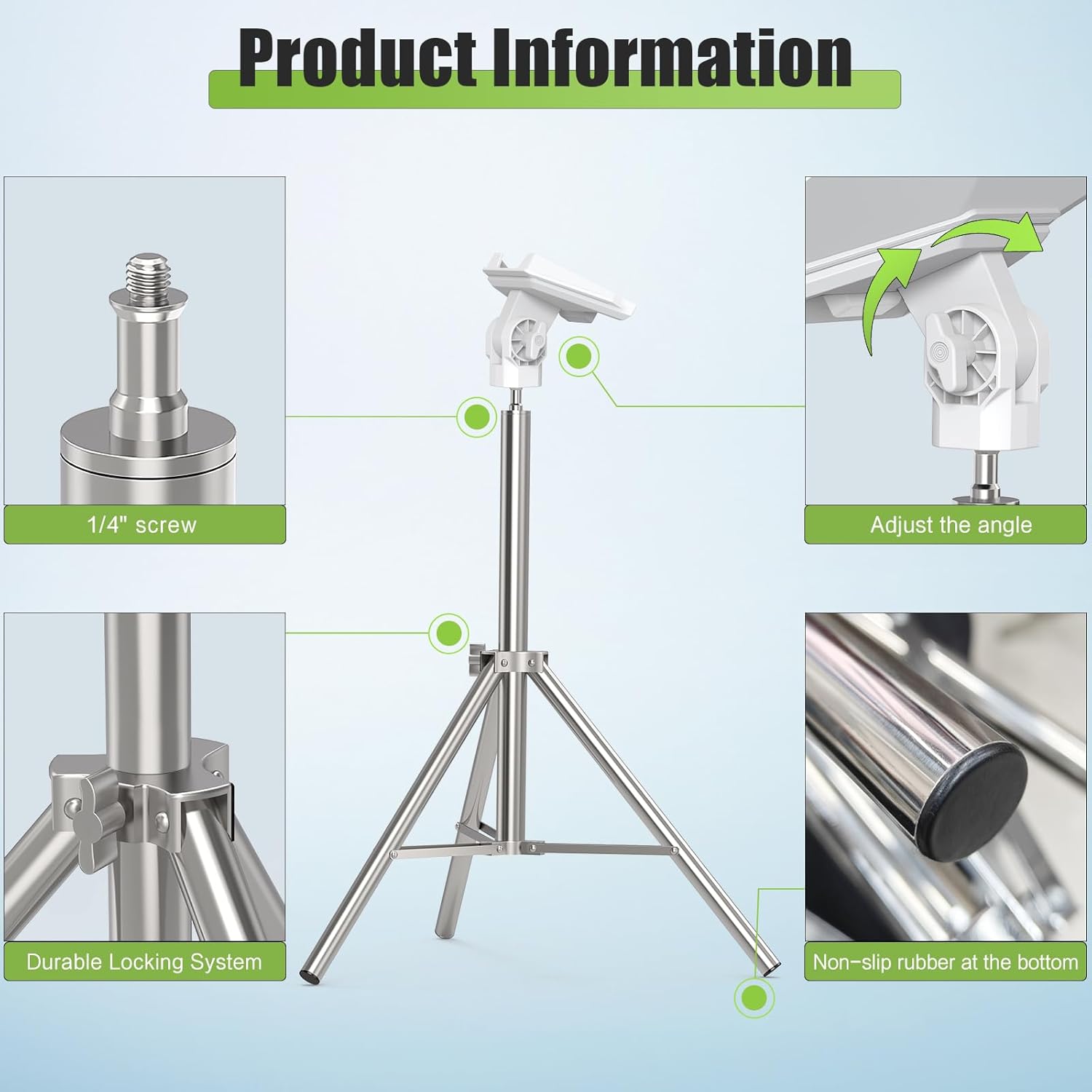 Starlink Mini Tripod Mount with 1/4" Screw Adapter, Stainless Steel Telescopic Stand, Adjustable Height & 360° Tilt, Universal Ball Head for Versatile Angle Adjustment. (mn03) - Image 2