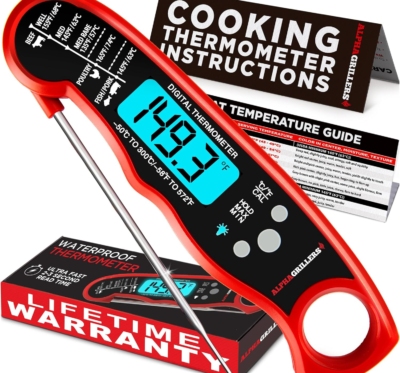Alpha Grillers Meat Thermometer Digital - Instant Read Food Thermometer for Cooking and Grilling Stocking Stuffers for Men Christmas Gifts for Men