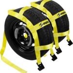 Tow Dolly Basket Straps with Flat Hooks Fits 14" 15" 16" Car Auto Hauler Wheel for A Car Trailer,SUV,UTV,ATV Transport Vehicle Tire Tie Down Strap Kit Heavy Duty Tire Bonnet Net Safe