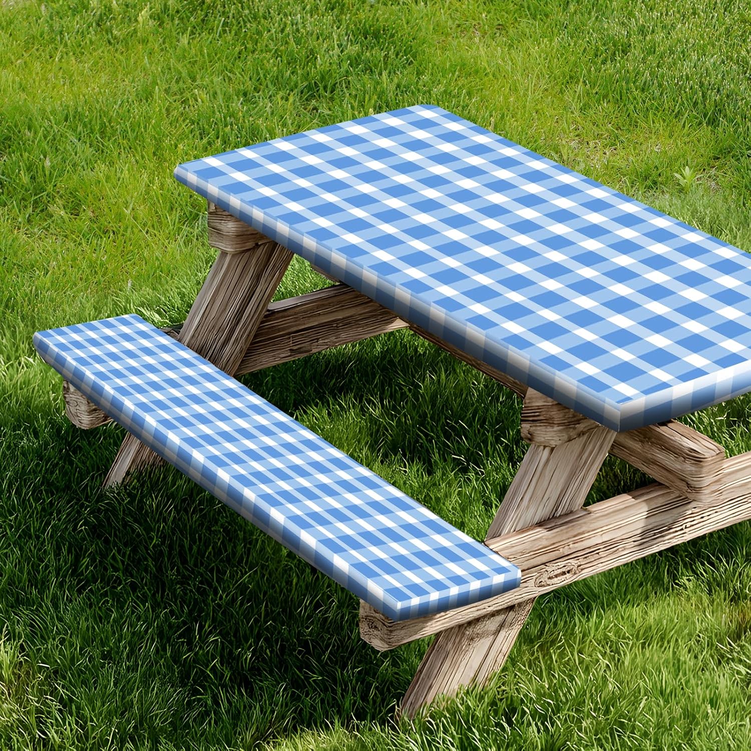 Picnic Table Cover with Bench Covers, Wind Resistance, Water and Oil Proof, Strong Resistance to Fading, for Outdoor and Camping, 72"x 28" Table, 3 Pieces Set, Come with Reusable Plastic Bag